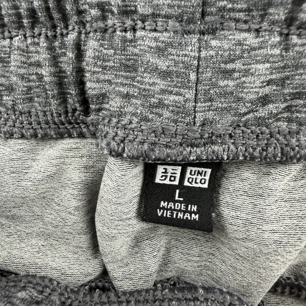 Uniqlo Jogger Pants Mens Large Gray Knit Elastic Waist Drawstring Pockets Lounge